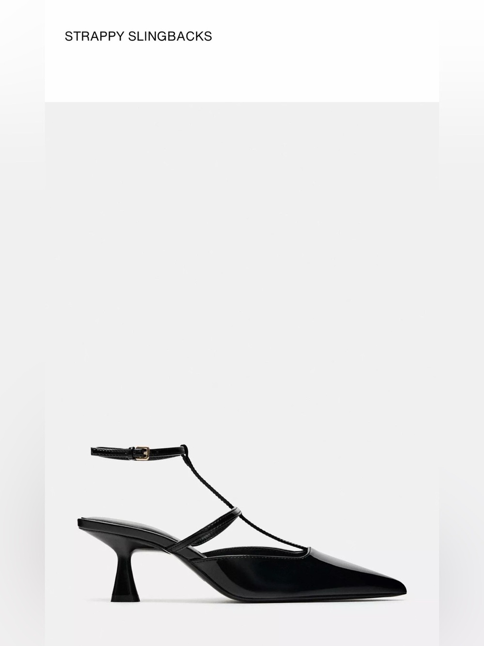 Zara Black Strappy T‑Bar Slingback Pumps